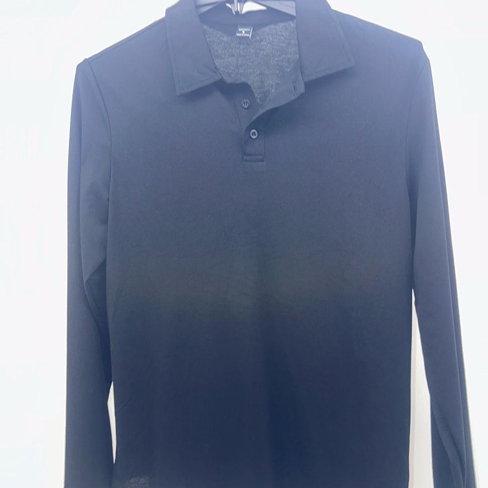Elegant Black Long Sleeve Polo for Men
